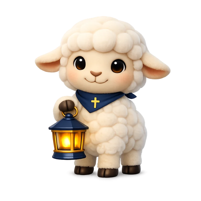 Lumi, ein freundliches Lamm mit einer warm leuchtenden Laterne