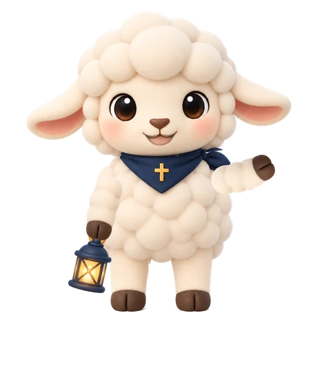 Lumi, the app’s friendly plush lamb, waving with a lantern